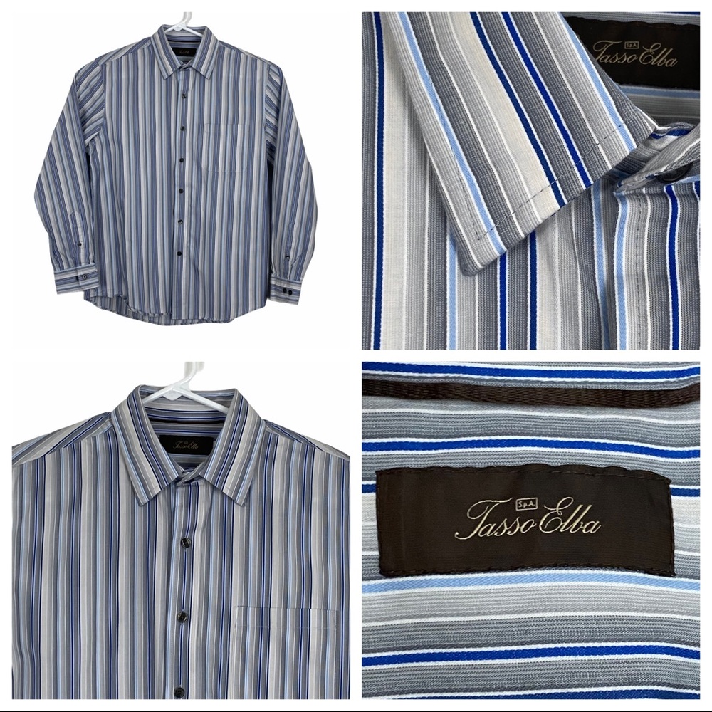 Tasso Elba Vertical Striped Button‎ Down Medium
